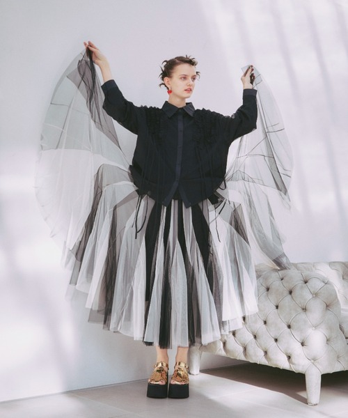 MANANA SUERTE | ボリュームストライプチュールスカート - Buyee, an