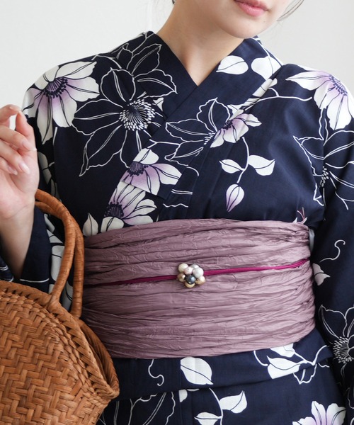utatane 浴衣 utatane｜utatane 浴衣3点セット ブルーと鉄紺の桔梗影絵 L