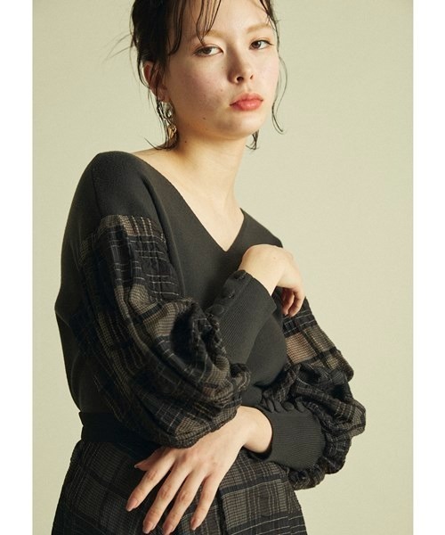 Lily Brown チェックレースニットトップス Buyee Layanan Belanja Online Belanja Di Zozotown
