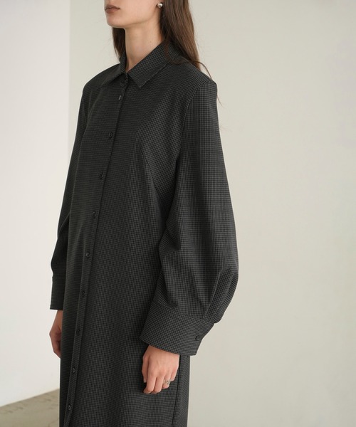 CLANE | POWER SHOULDER CHECK SHIRT ONEPIECE - Buyee, an Online