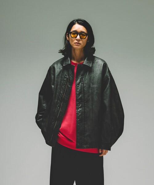 極美品 NAUTICA Vegan Leather Jacket 刺繍ロゴ XL Nautica vegan leather jacket