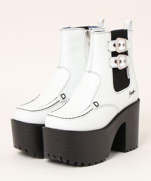 ヨースケYOSUKEウィメンズ厚底ベルティッドスタッズショートブーツ L