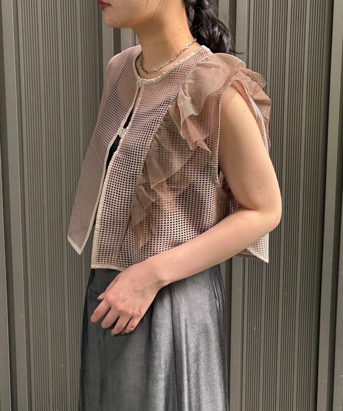 【SALE】&g'aime アンジェム　カーブパネルメッシュトップス　'Curved Panel Mesh Tops　940-66102 セール】【&g'aime】カーブパネルメッシュトップス 'Curved