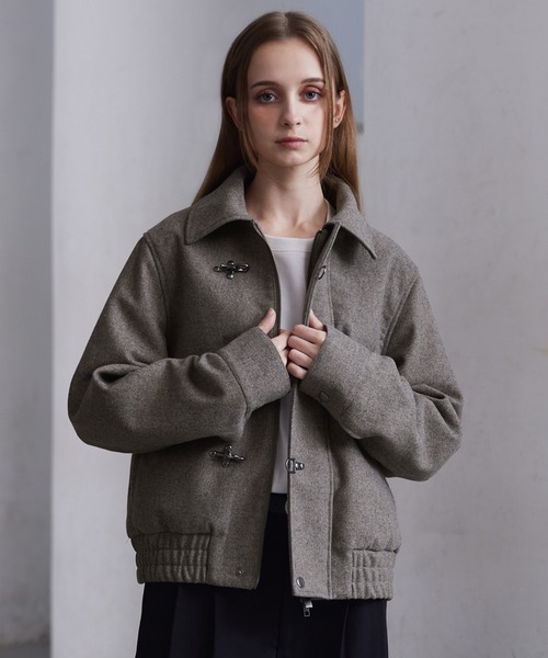 CLEL | 【CLEL】Wool Blend Herringbone Tweed Fireman Blouson