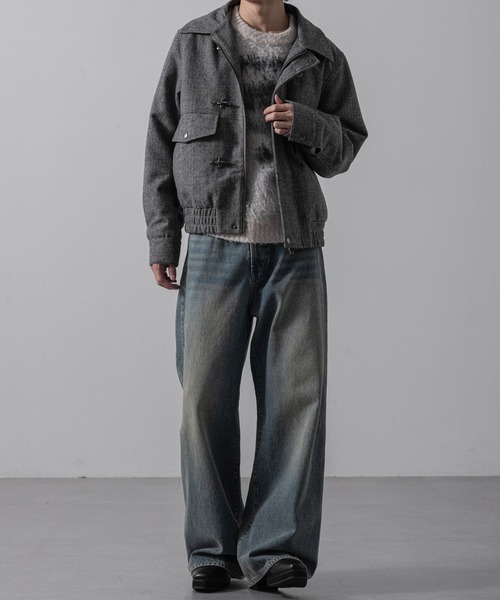 CLEL | 【CLEL】Wool Blend Herringbone Tweed Fireman Blouson 