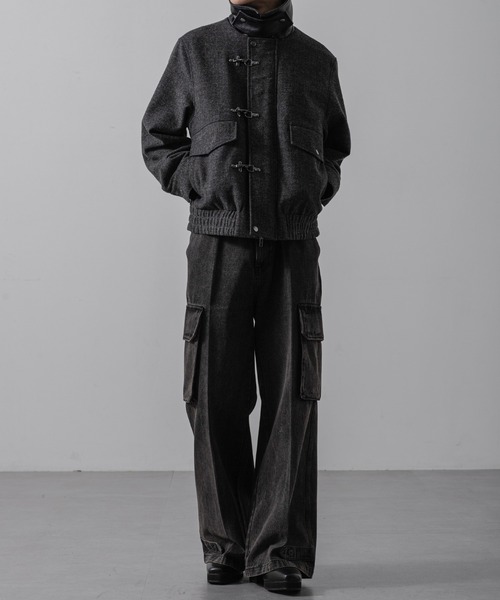 CLEL | 【CLEL】Wool Blend Herringbone Tweed Fireman Blouson