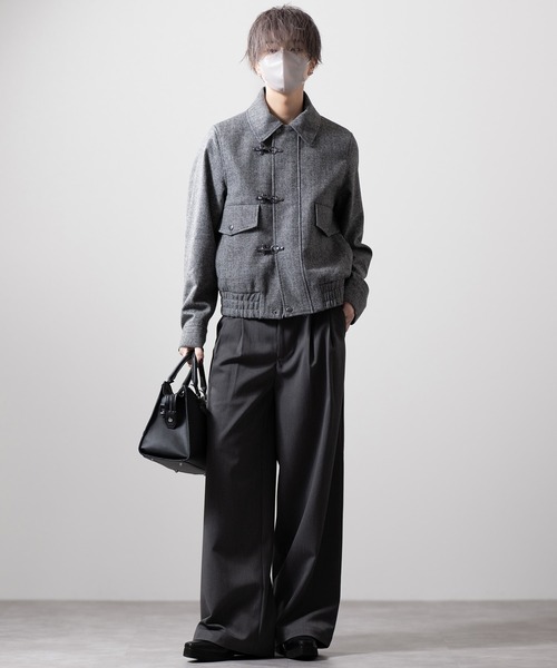 CLEL | 【CLEL】Wool Blend Herringbone Tweed Fireman Blouson
