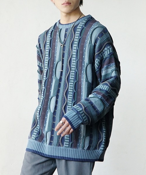 3Dニット COTTON TRADERS 3DニットCOOGI風 L 茶 ベージュ 33