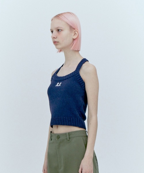 トップス rest & recreation RIB KNIT TOP Rest & Recreation] RIB KNIT TOP - BLUE 正規品 韓国 ブランド