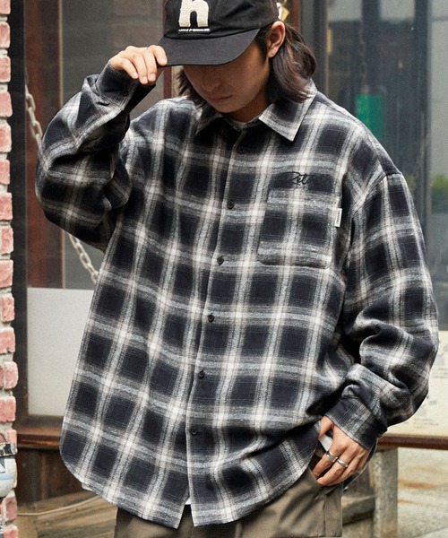 MONO-MART | 【retock's】ロゴ刺繍 オンブレチェック ビッグシルエット