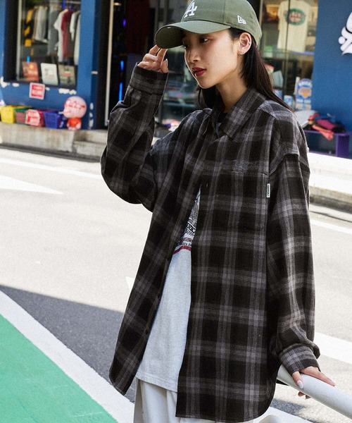 MONO-MART | 【retock's】ロゴ刺繍 オンブレチェック ビッグシルエット