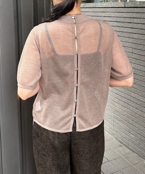 &G'AIME 【&g'aime】カーブパネルメッシュトップス 