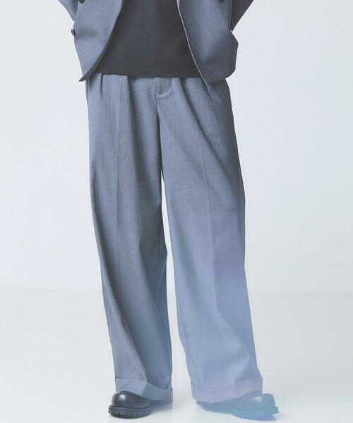 CALLNE2Tuck 2tuck wide-straight slacks button-fly deep purple 2