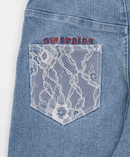 monepine レースドッキングデザインデニムパンツ　かきぶちももの MONEPINE | lace docking design denim pants/レースドッキング