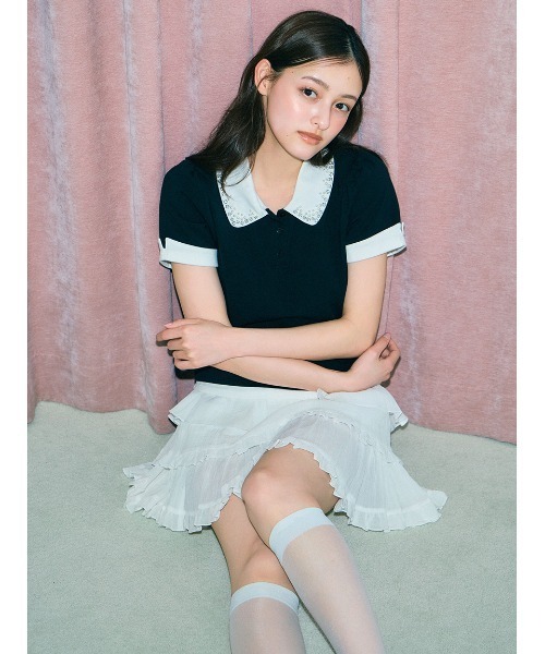 SNIDEL | 【ZOZOTOWN / USAGI ONLINE限定】レイヤードビジューポロ