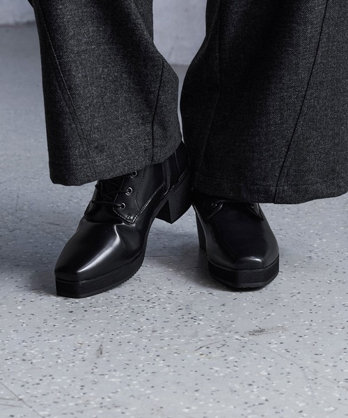 CLEL | 【CLEL】High Sole Design Heel Boots/ハイソール デザイン