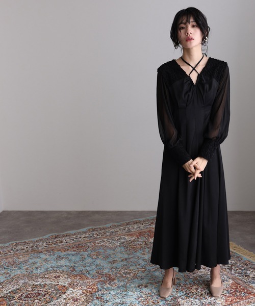 atloジレ袖あり＆ロングお呼ばれフォーマル同窓会オケージョンドレス