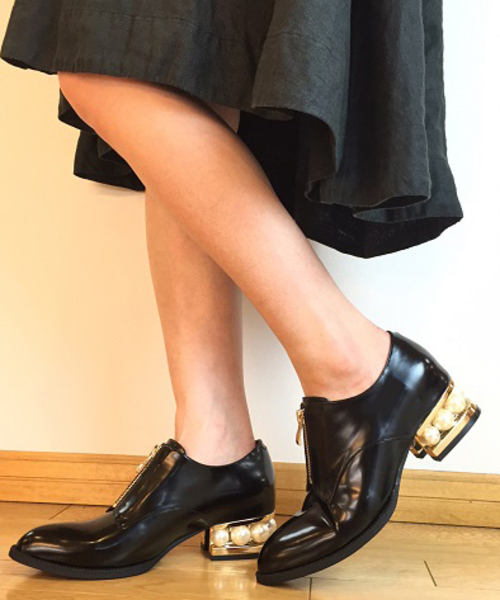 Jeffrey Campbell レディース パールヒール センタージップ 36 Jeffrey Campbell ローファー センタージッパーパールヒール