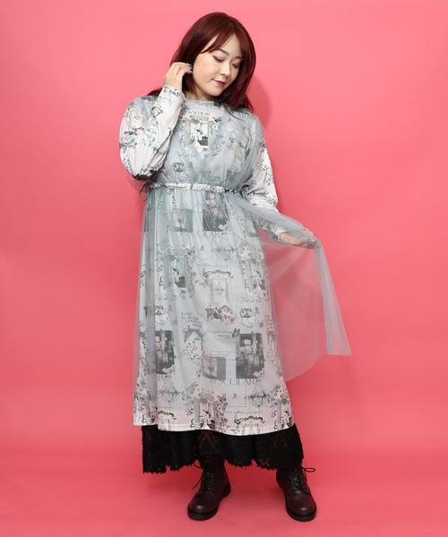 IS SCOLAR | 553282：ヴィンテージ風額縁柄シャツワンピース - Buyee