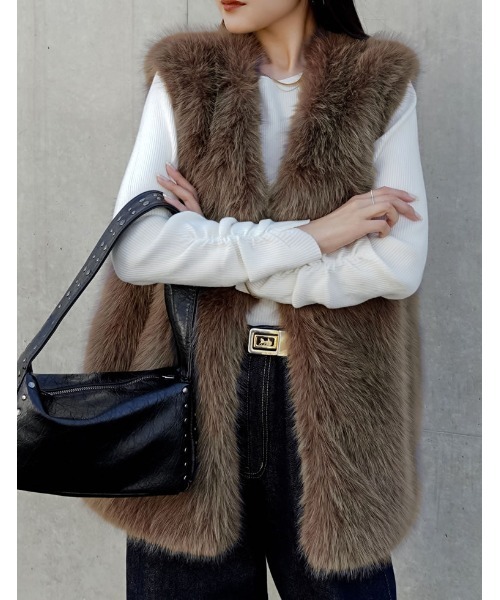 RE:EDIT | [販売枚数1.3万枚突破]ミドルフェイクファーベスト