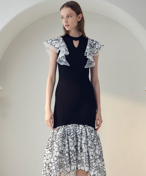 eimyistoire フリルトリムジャケットワンピース エイミーイストワール EIMY ISTOIRE フリルトリムジャケット