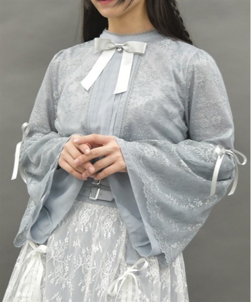 AXES FEMME POETIQUE | リボン付レース姫袖ブラウス - Buyee, an 