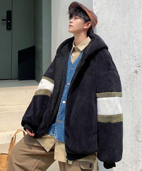 【neos】ビッグシルエット ドルマン フード MA-1 ジャケット　L アウター レディース 中綿裏ボアオーバーサイズブルゾン暖かミリタリーMA-1 ジャンパー ジップアップ ジャケット ミリタリー 撥水 ボア 長袖  ビッグシルエット あったか 暖かい 中綿 裏ボア 防寒 ブラック 黒 カーキ 秋 冬 F メール便不可 | アンドイット （and it_）