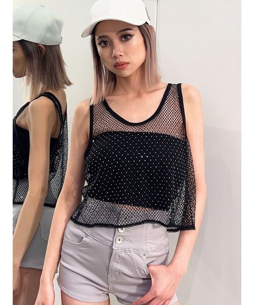 【TAN/タン】グリッターメッシュドトップス TAN（タン）の「【TAN/タン】グリッターメッシュドトップス（T