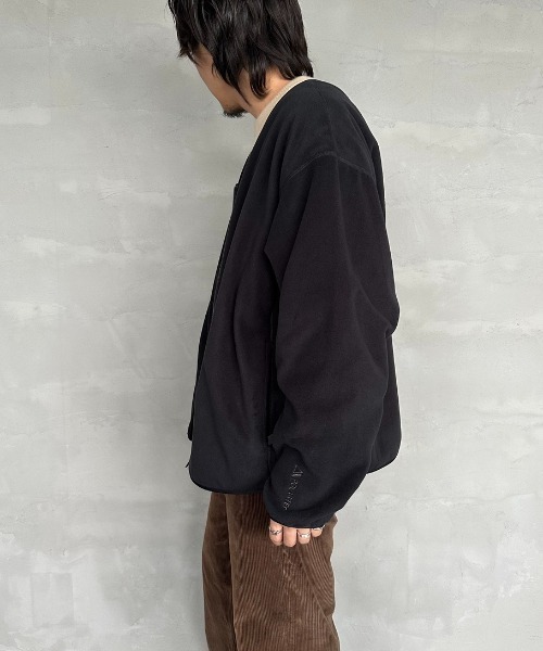 DANTONハイパイルフリースVネックジャケット ネイビー ジップアップ 
