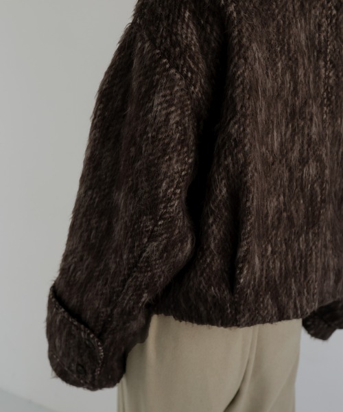 hellam シャギーショートジップブルゾン　ブラウン シャギーショートジップブルゾン – hellam