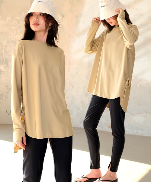 トップス CLANE 2WAY GATHER RASH GUARD BLOUSE セール】2WAY GATHER RASH GUARD BLOUSE（ラッシュガード