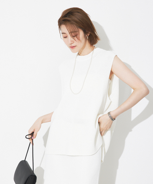 【セットアップ対応】麻混片畦ニットベスト セットアップ対応】麻混片畦ニットベスト｜OUTLET / アウトレット