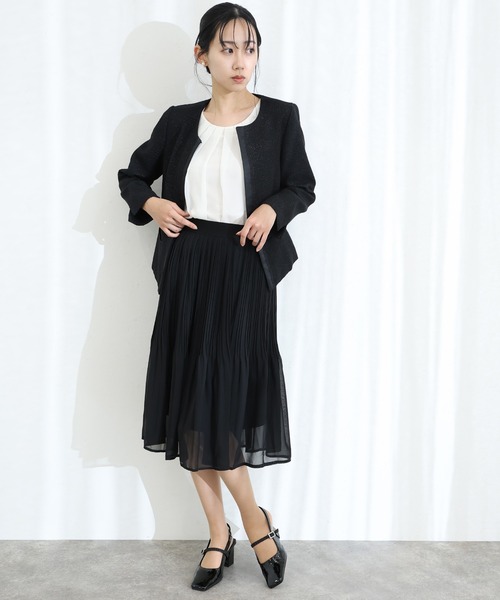 POURVOUS | スリット ノーカラー ジャケット セレモニースーツ 入学式