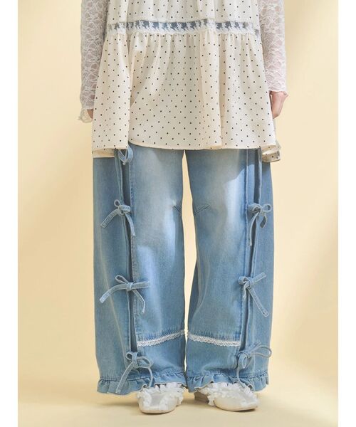 merry jenny バレルレッグリボンデニムパンツ MERRY JENNY | バレルレッグリボンデニムパンツ - Buyee, an Online