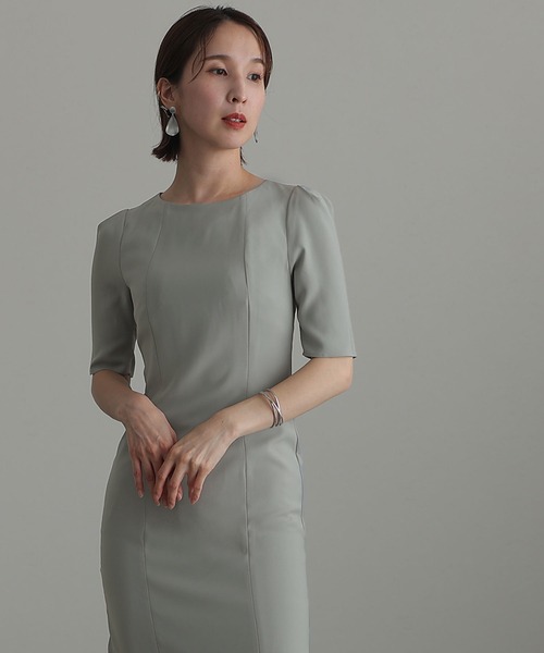 atlo 結婚式　同窓会 お呼ばれドレス ATLO | 結婚式 パーティードレス シンプルタイト袖あり&ミモレ丈