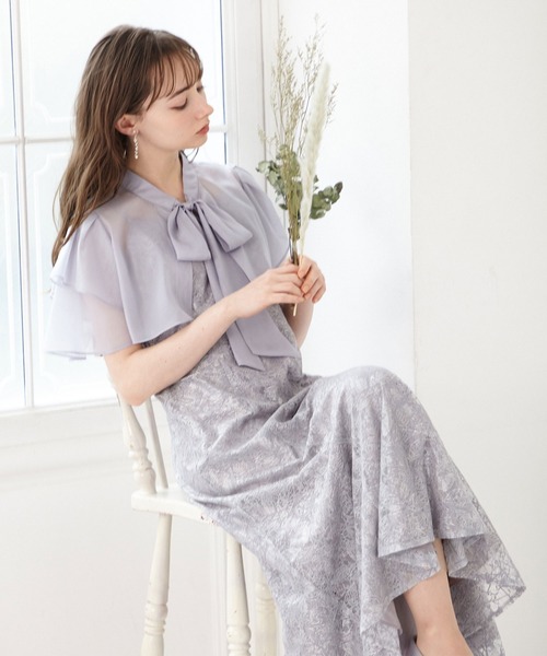 AIMER リボンボレロ付きマルチWAYパーティードレス 結婚式　お呼ばれ セール】リボンボレロ付きマルチWAYパーティードレス 結婚式