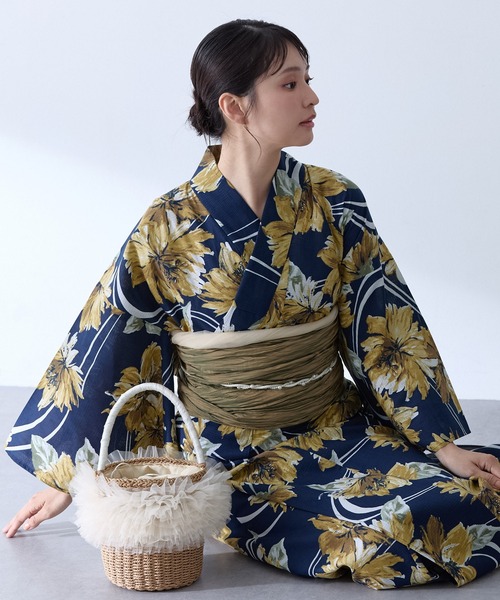 RETICA | 浴衣セット レディース 紺 青椿 ゆかた2点セット 浴衣 平帯