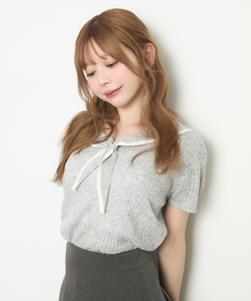 user_242dea43 20471120 ニット半袖 セール】透かし編み半袖ニット（ニット/セーター）｜Meiru