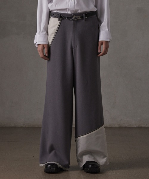 【新品】 grancy Button Layered Nylon Pants grancy Button Layered Design Nylon Pants - Black, M