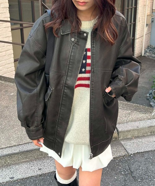 リリーブラウン ヴィンテージ レザーブルゾン ヴィンテージフェイク