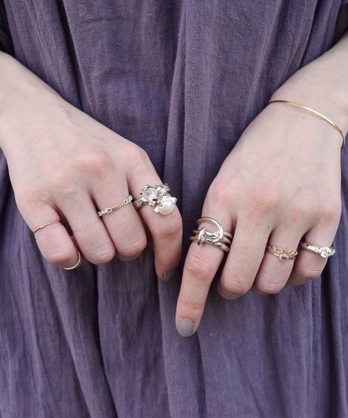 e.m. イーエム　ジルコニア　チェーン　三連リング　編み目　RING e.m. イーエム ジルコニア チェーン 三連リング 編み目 RING