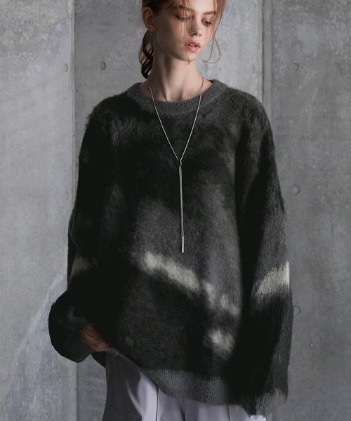 SERACE ルーズシルエットアブストラクトシャギーニット ブラック 85837101b_8_d_500.jpg