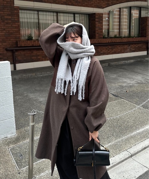 あいうえお lawgy lawgy】 ドロップショルダーギャザーコート