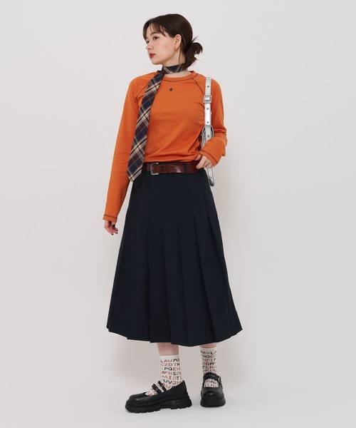 ウールライク ミディ丈プリーツスカート TINA：JOJUN（スカート