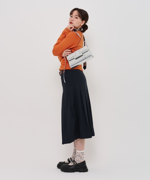 ウールライク ミディ丈プリーツスカート TINA：JOJUN（スカート