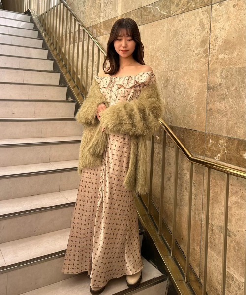 Deicy ラメドットフルールブラウス ベージュ（トップス ベージュ