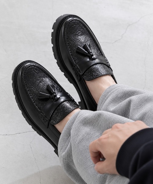 LONDON SHOE MAKE | ＋4.5㎝ 牛革 タンクソール タッセルローファー 