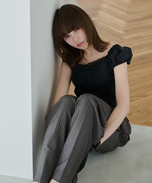 HAEK | ribbon square neck blouse/リボンスクエアネック