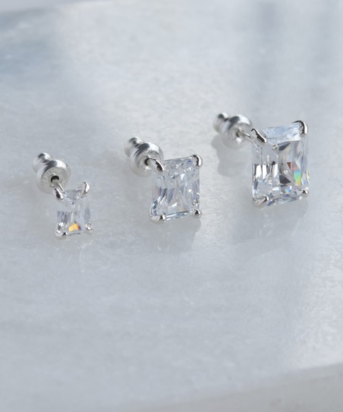 E.M. | SILVER925バゲットカットジルコニアピアス(M)/レディース