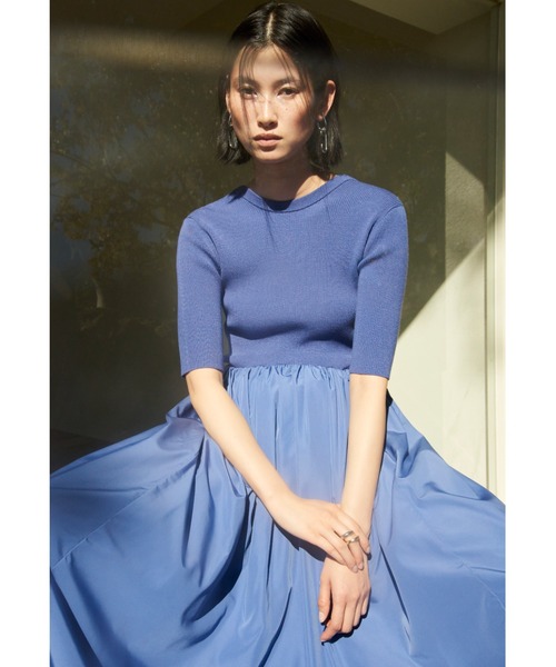 EMMI | 【emmi atelier】ニットドッキングタフタワンピース - Buyee  